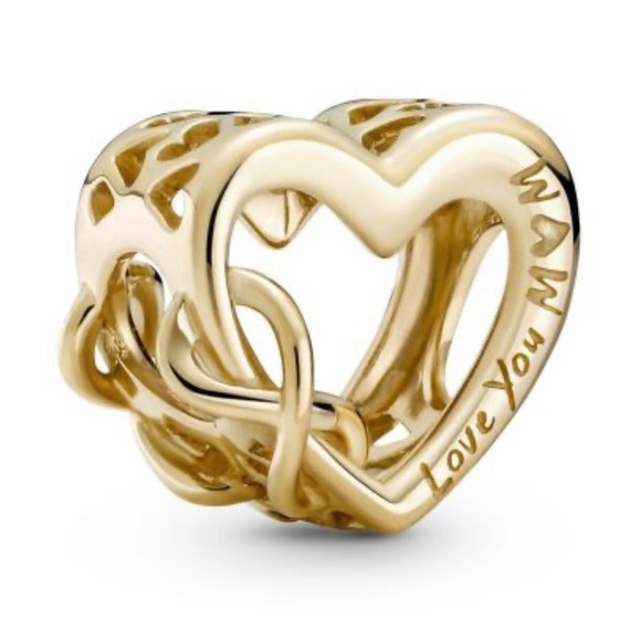 NWOT Gold Tone Love You Mom Infinity Heart Charm - Picture 1 of 10